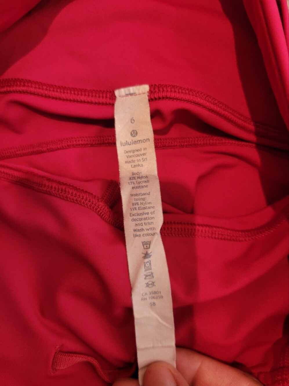 Lululemon Speed Up Crop Leggings Sz 6 Pink Magenta Running Tight Pockets Dots - Picture 12 of 12